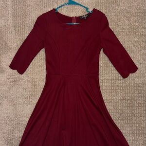 Deep Red Long Sleeve Dress
